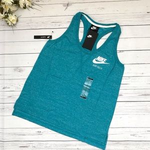 Blue cotton activewear Loose tank top